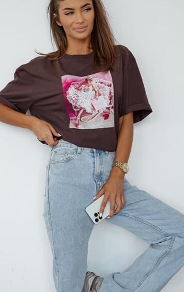 Bluzka t-shirt LOVI czekolada BARBIE