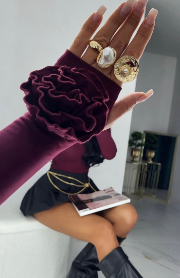 Bluzka ROSE z różą bordo