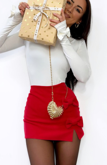 Spódniczko spodenki CHRISTMAS BOW czerwone