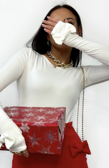 Bluzka CHRISTMAS BOW ecru