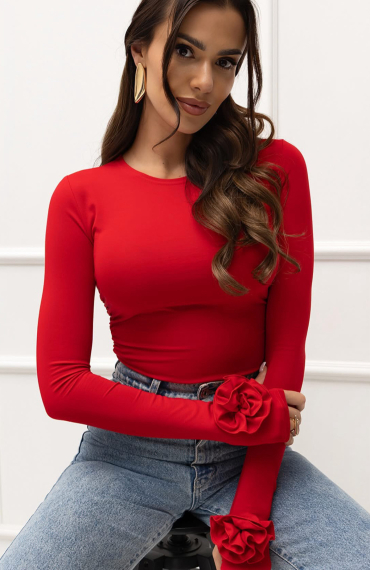 Bluzka ROSE z różą czerwona