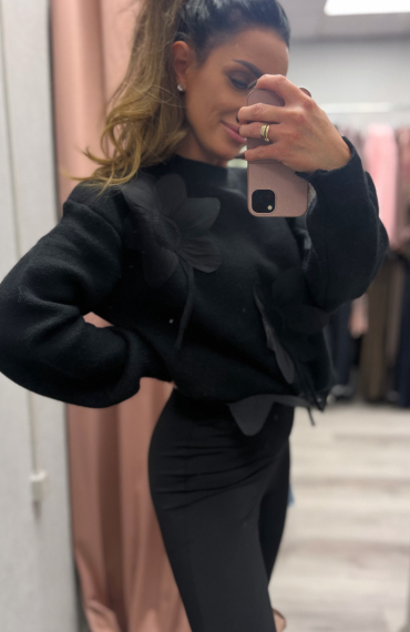 Sweter FLORAL czarny