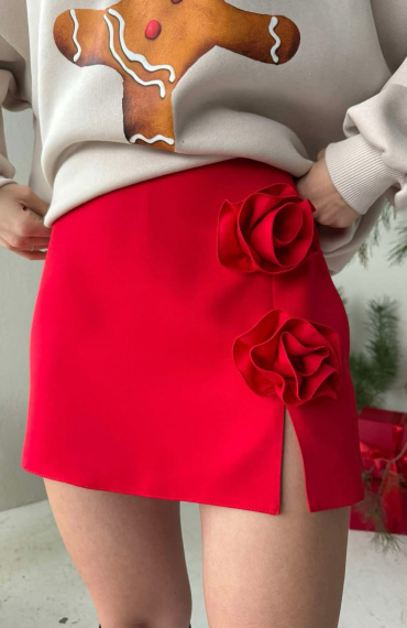 Spódniczko spodenki ROSE z różą czerwone
