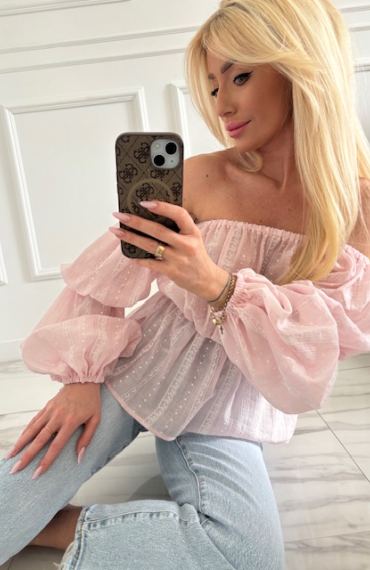 Bluzka hiszpanka TULUM różowa