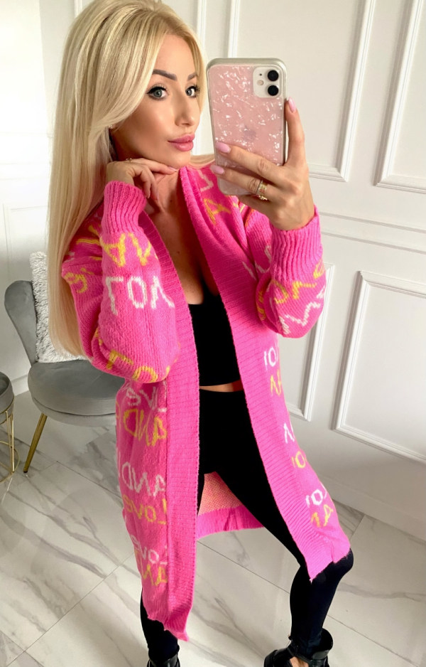 Sweter LOVE neon pink